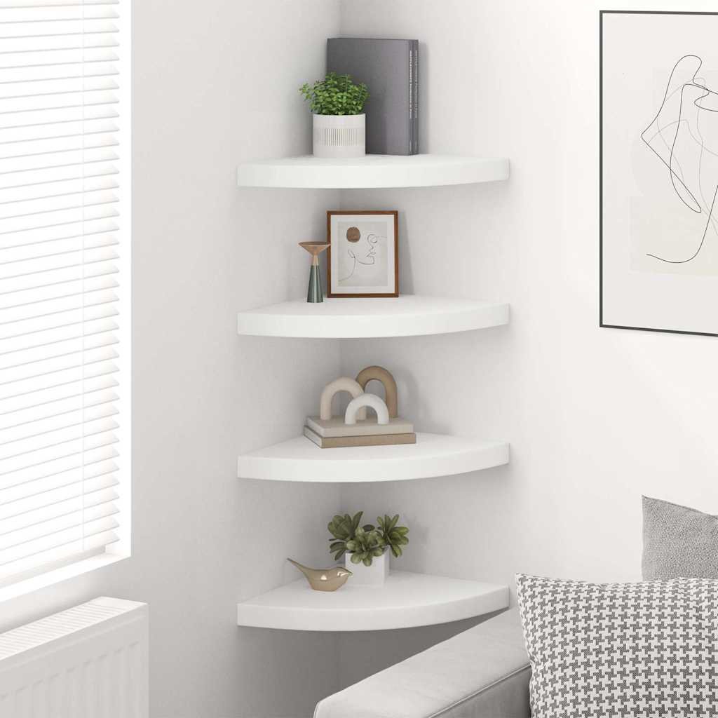 vidaXL Ράφια Τοίχου Γωνιακά 4 τεμ. Άσπρα 35x35x3,8 εκ. MDF