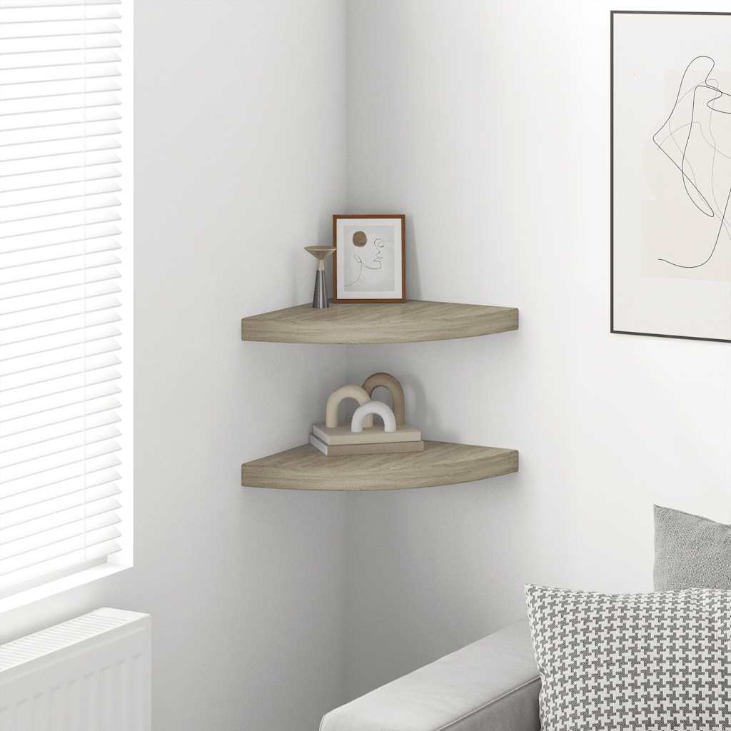 vidaXL Ράφια Τοίχου 2 τεμ. Χρώμα Δρυός 35x35x3,8 εκ. από MDF