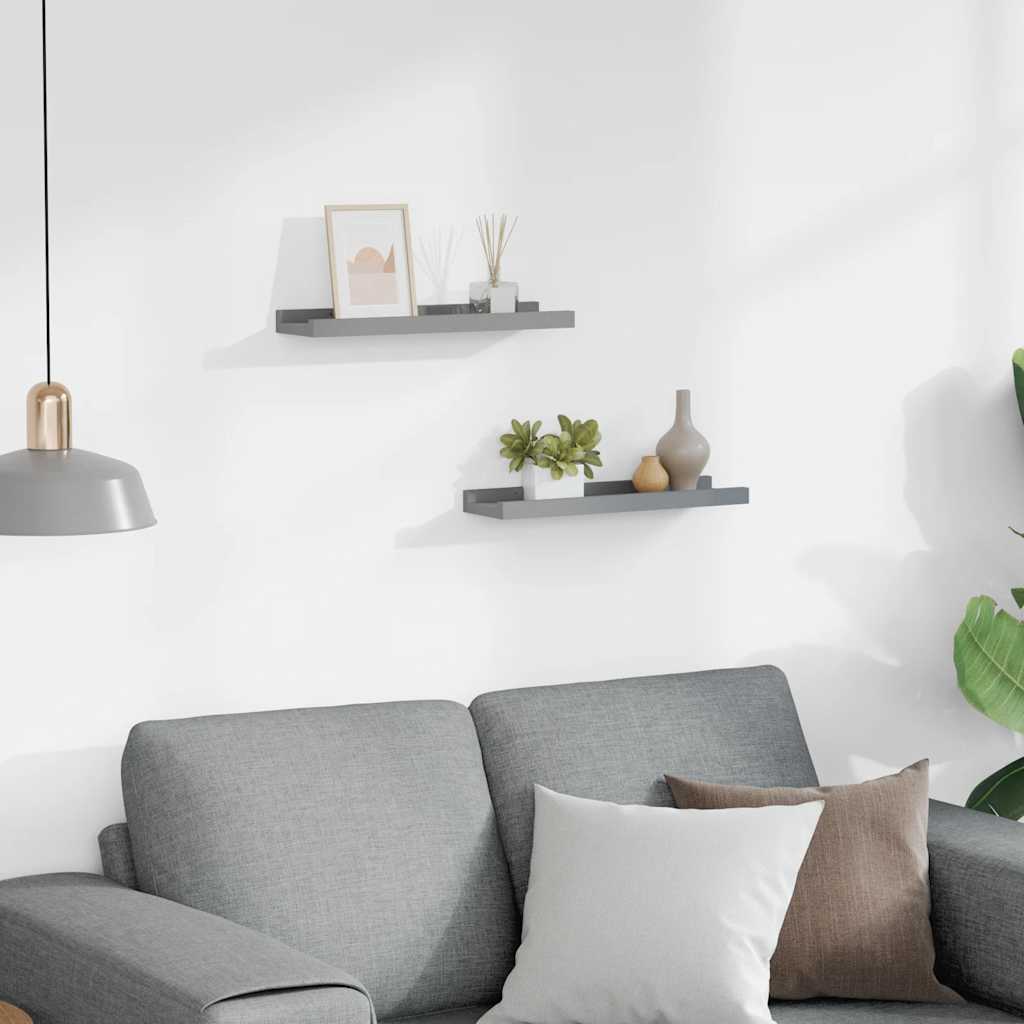 vidaXL Ράφια για Κορνίζες 2 τεμ. Γκρι 40 x 9 x 3 εκ. από MDF