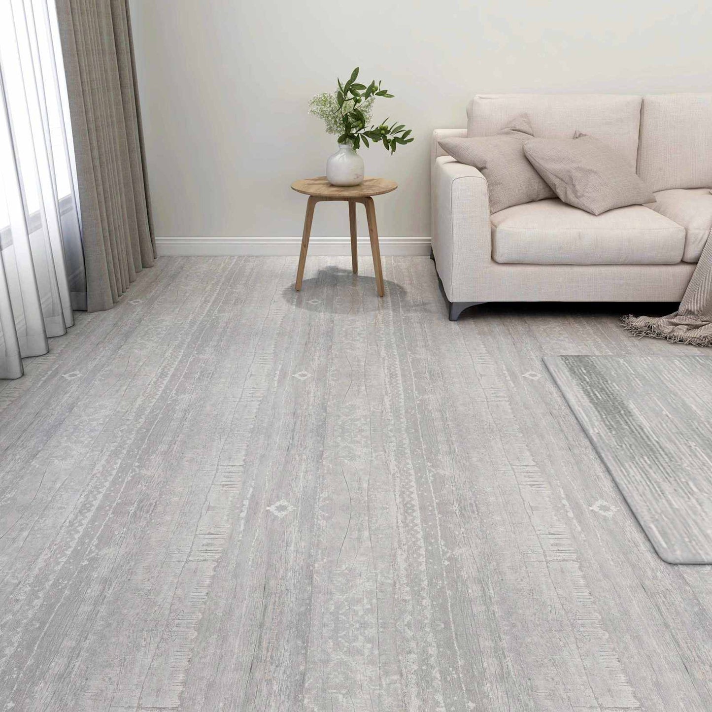 vidaXL Πλάκες Δαπέδου 5,11 τ.μ. 55 pcs PVC Ανοιχτό Γκρι και Λευκό