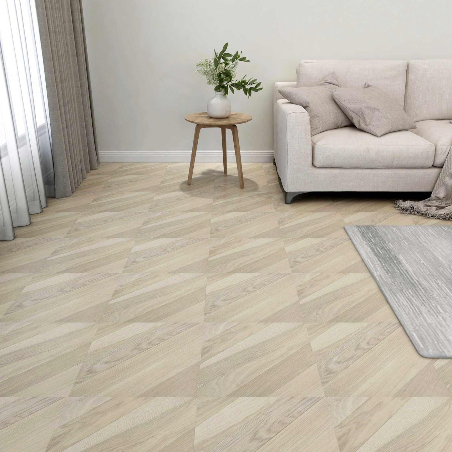 vidaXL Πλάκες Δαπέδου 55 pcs Μπεζ 5,11 τ.μ. PVC