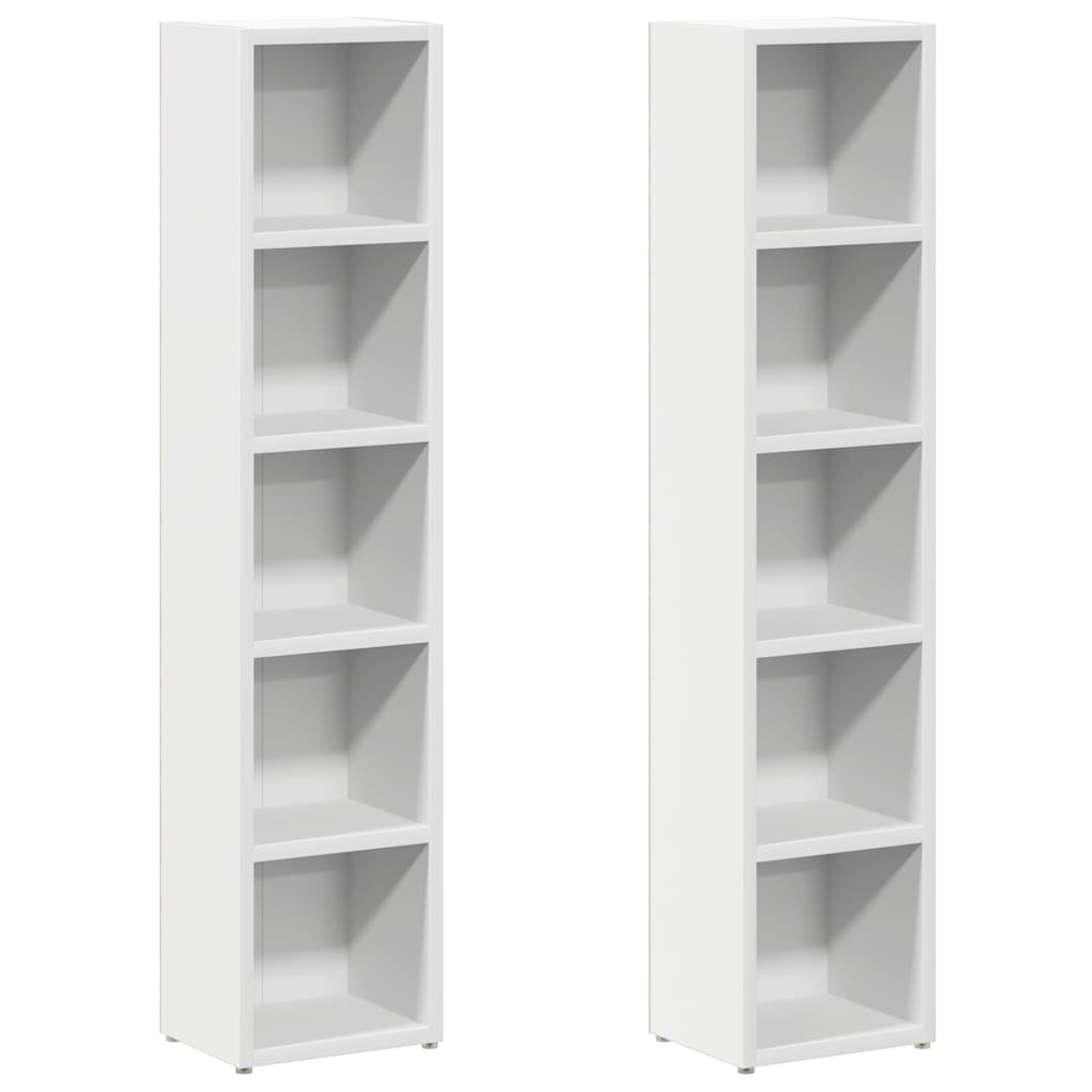vidaXL Έπιπλα για CD 2 τεμ. Λευκά 21x16x93,5 εκ. από Μοριοσανίδα