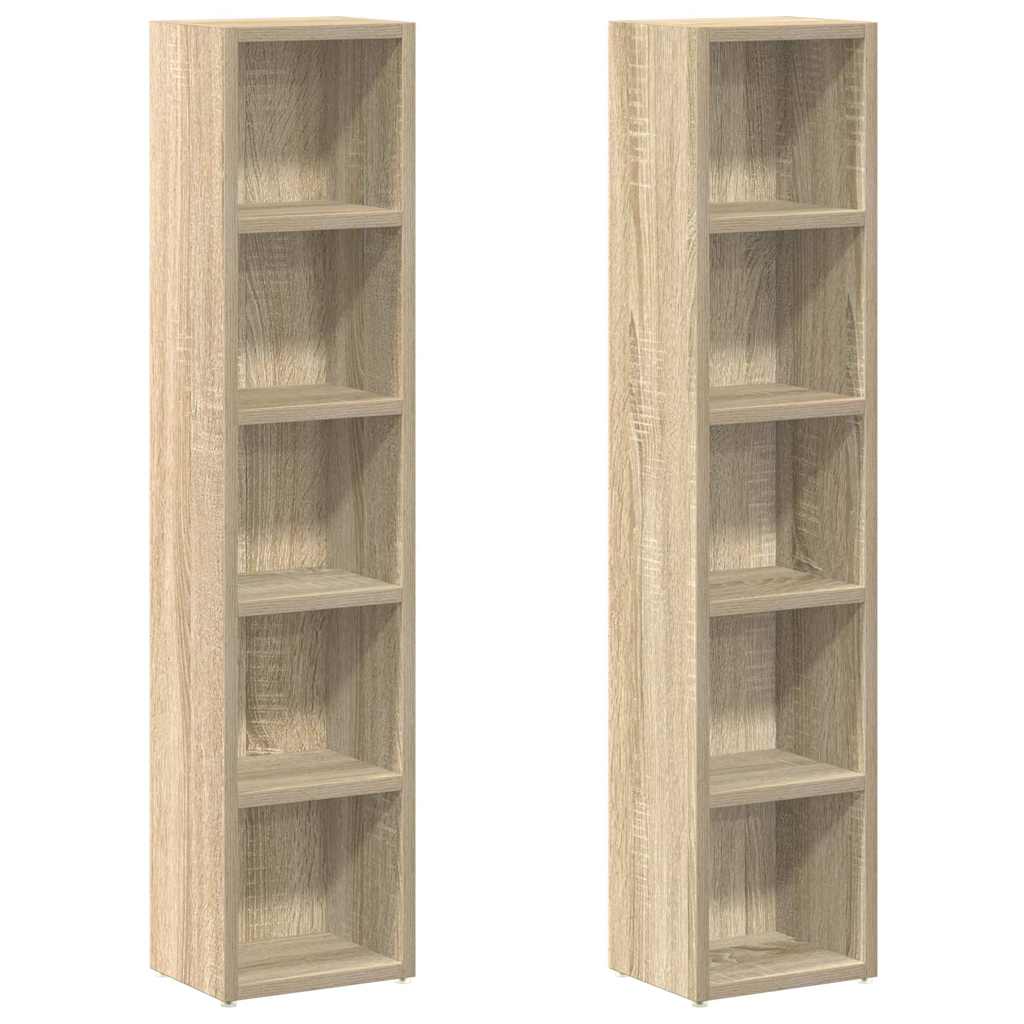 vidaXL Έπιπλα για CD 2 τεμ. Sonoma Δρυς 21x16x93,5 εκ. από Μοριοσανίδα