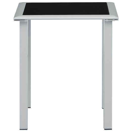 vidaXL Τραπέζι Κήπου Μαύρο/Ασημί 41x41x45 εκ. από Ατσάλι και Γυαλί