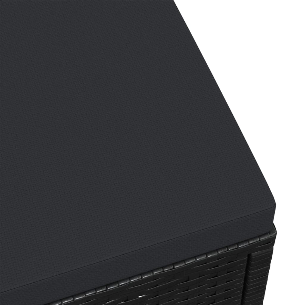 vidaXL Υποπόδιο Κήπου Μαύρο από Συνθετικό Ρατάν με Μαξιλάρια