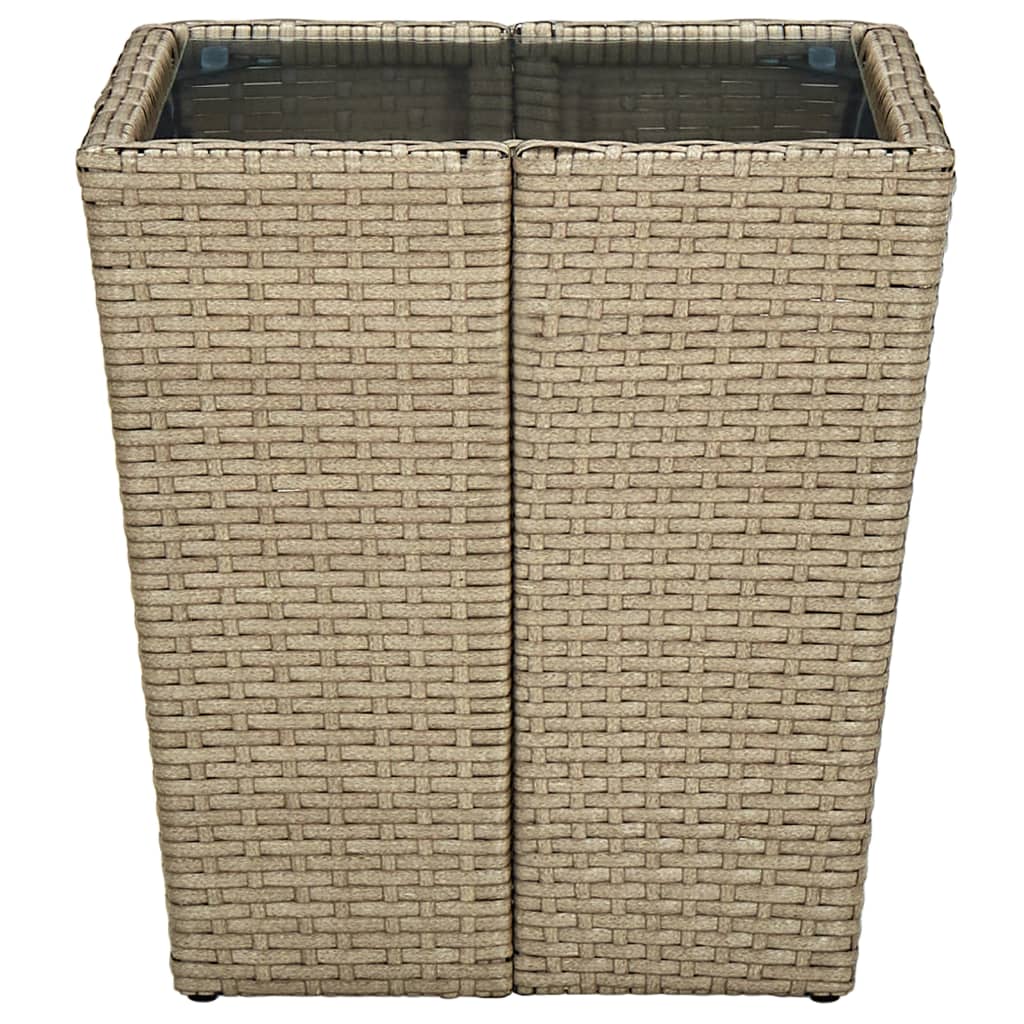 vidaXL Τραπέζι Βοηθητικό Μπεζ 41,5x41,5x44 εκ. Συνθ.Ρατάν/Ψημένο Γυαλί