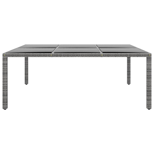 vidaXL Τραπέζι Κήπου Γκρι 200x150x75 εκ. Ψημένο Γυαλί/Συνθετικό Ρατάν