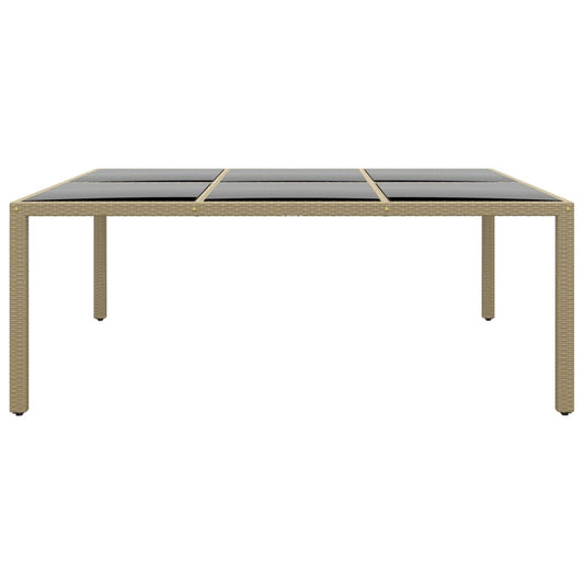 vidaXL Τραπέζι Κήπου Μπεζ 200x150x75 εκ. Ψημένο Γυαλί/Συνθετικό Ρατάν