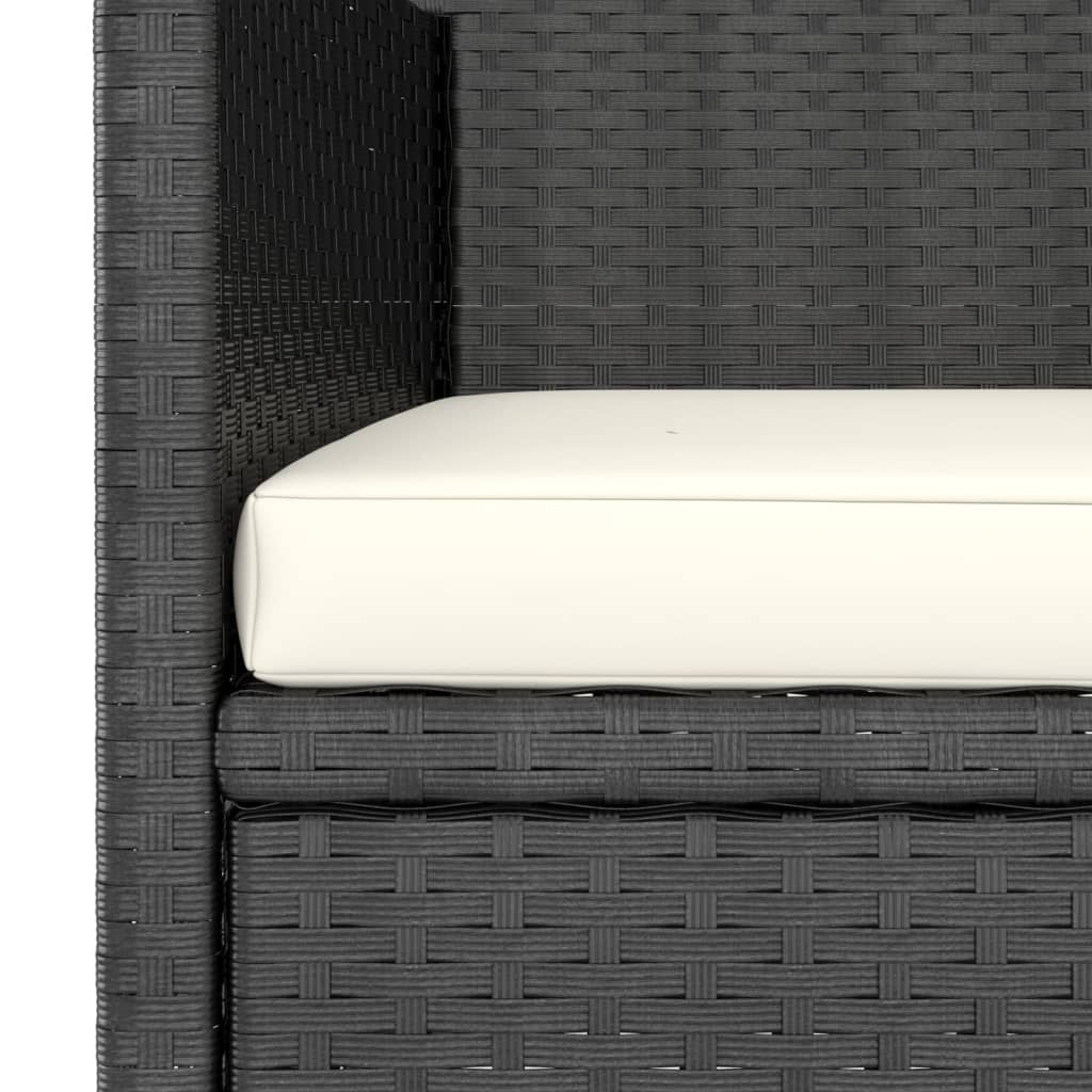 vidaXL Καρέκλα και Σκαμπό Κήπου Σετ 4 Τεμαχίων Μαύρο Συνθετικό Ρατάν