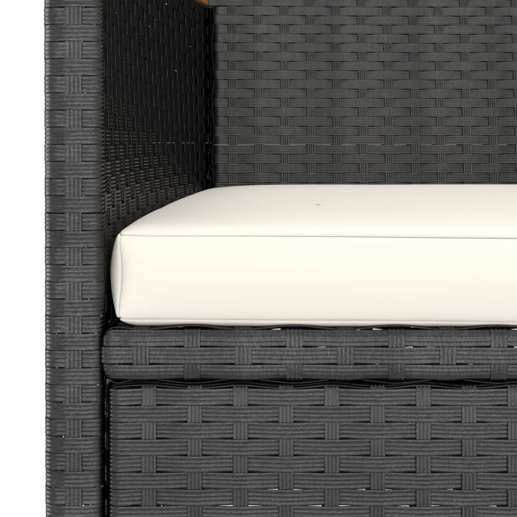 vidaXL Καρέκλα και Σκαμπό Κήπου Σετ 4 Τεμαχίων Μαύρο Συνθετικό Ρατάν