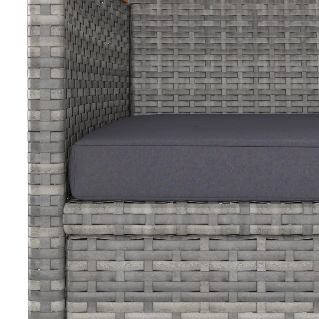 vidaXL Καρέκλες και Σκαμπό Κήπου Σετ 4 Τεμαχίων Γκρι Συνθετικό Ρατάν