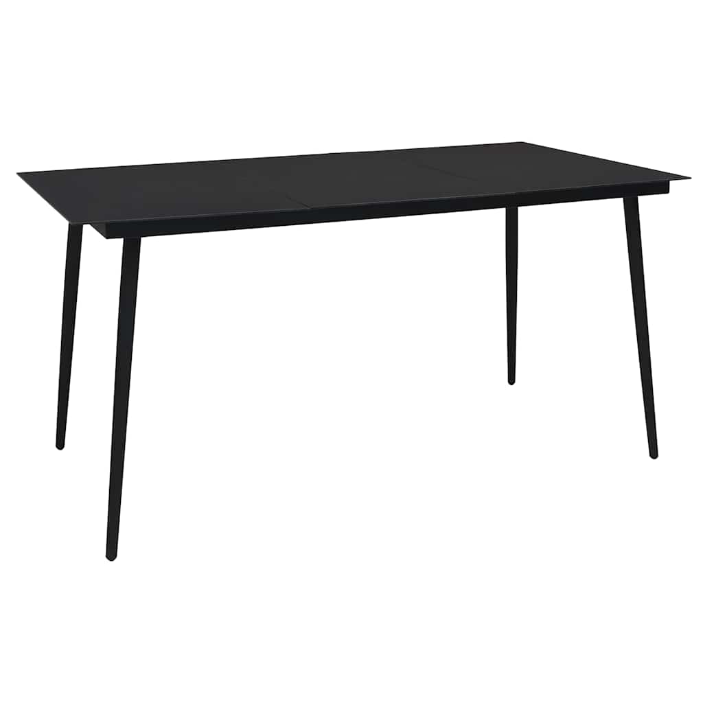 vidaXL Τραπεζαρία Κήπου Μαύρη 150 x 80 x 74 εκ. από Ατσάλι / Γυαλί