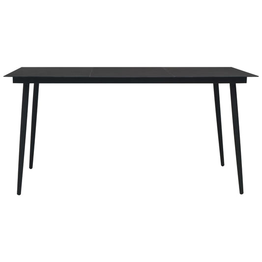 vidaXL Τραπεζαρία Κήπου Μαύρη 150 x 80 x 74 εκ. από Ατσάλι / Γυαλί