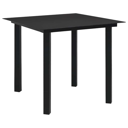 vidaXL Τραπεζαρία Κήπου Μαύρη 80 x 80 x 74 εκ. από Ατσάλι / Γυαλί