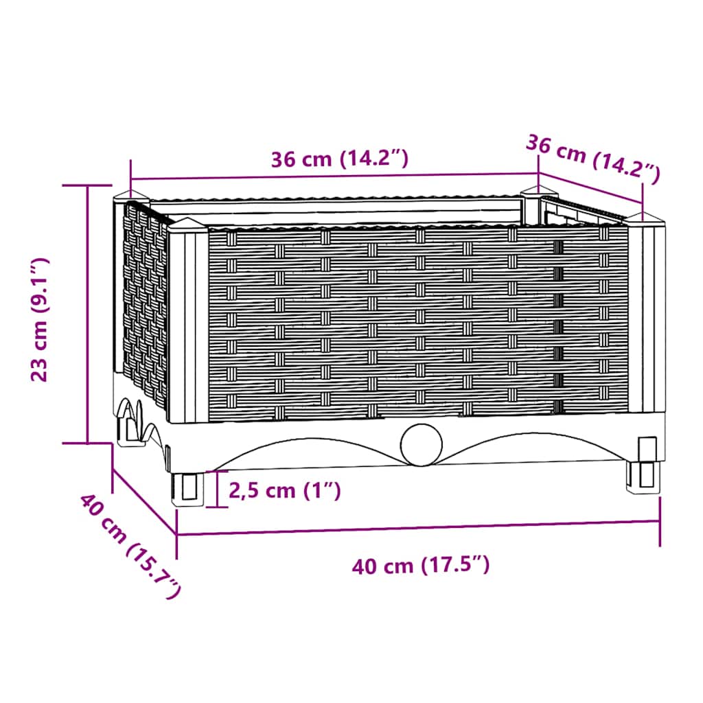 vidaXL Ζαρντινιέρα 40 x 40 x 23 εκ. από Πολυπροπυλένιο
