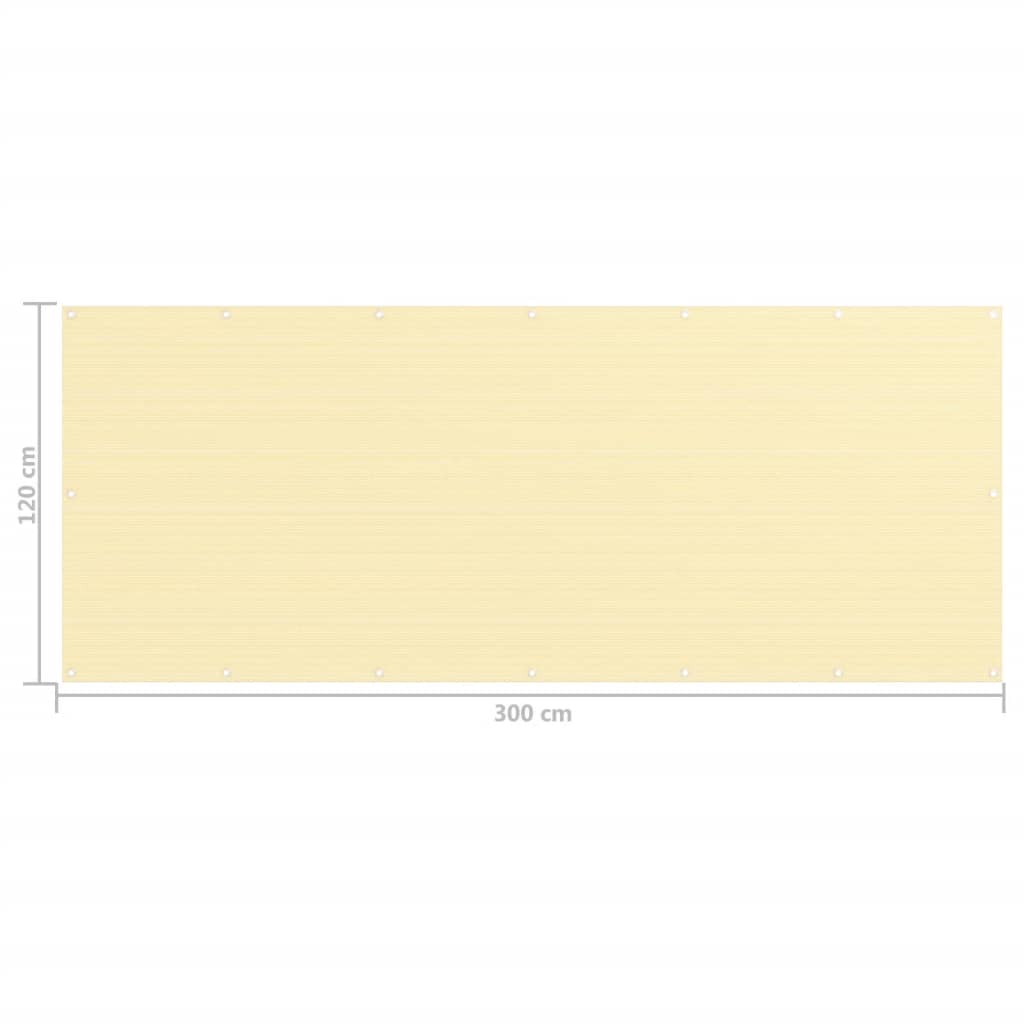 vidaXL Διαχωριστικό Βεράντας Μπεζ 120 x 300 εκ. από HDPE