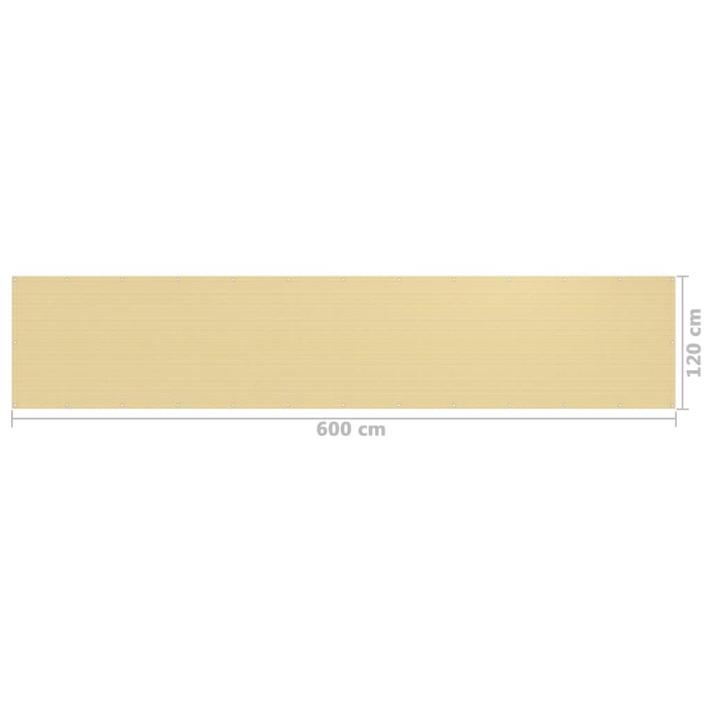 vidaXL Διαχωριστικό Βεράντας Μπεζ 120 x 600 εκ. από HDPE