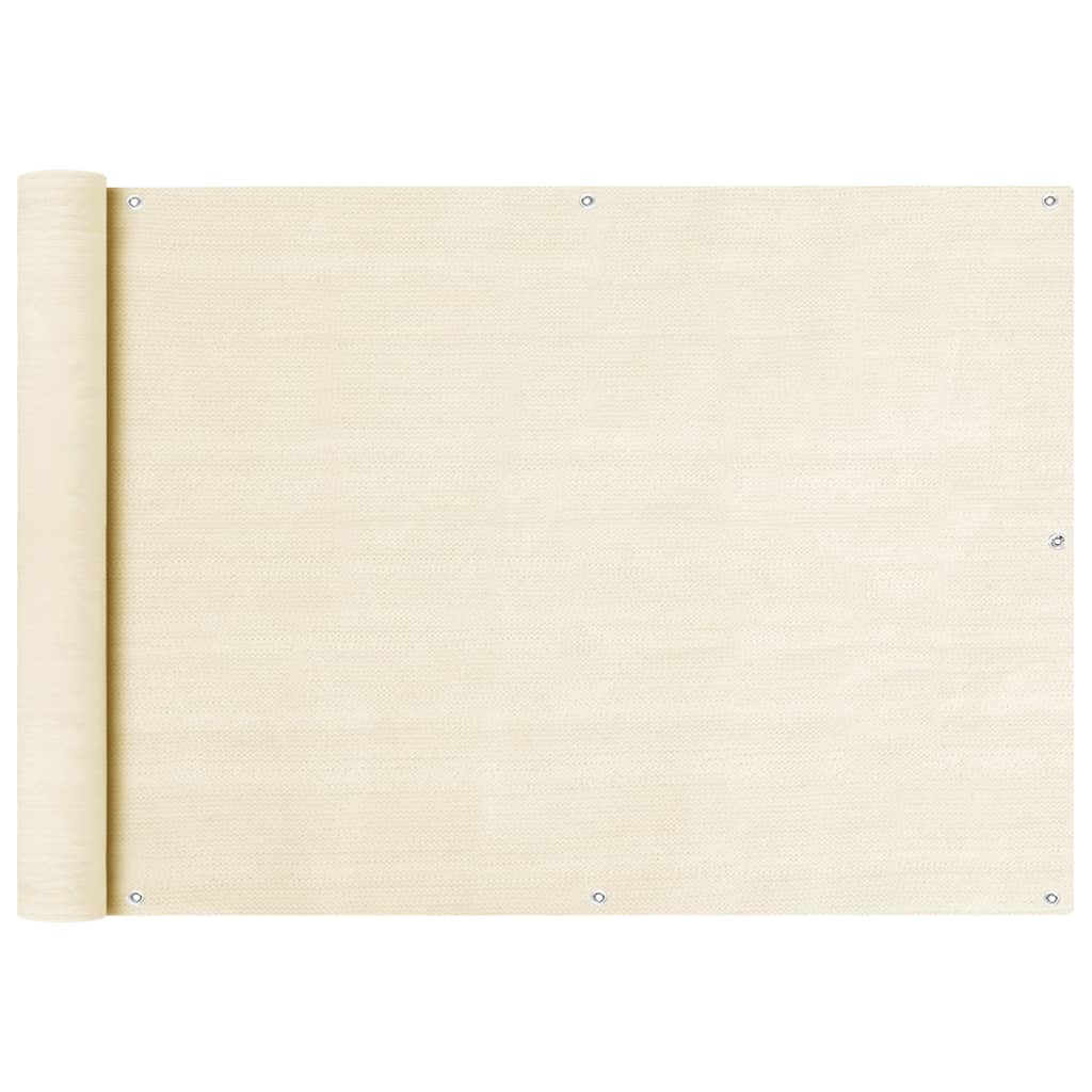 vidaXL Διαχωριστικό Βεράντας Κρεμ 75 x 400 εκ. από HDPE
