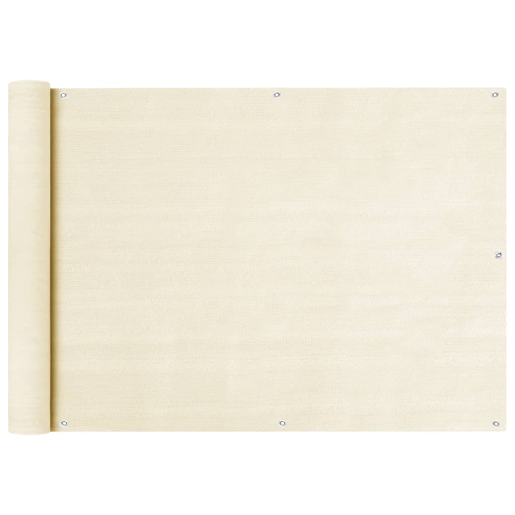 vidaXL Διαχωριστικό Βεράντας Κρεμ 75 x 500 εκ. από HDPE