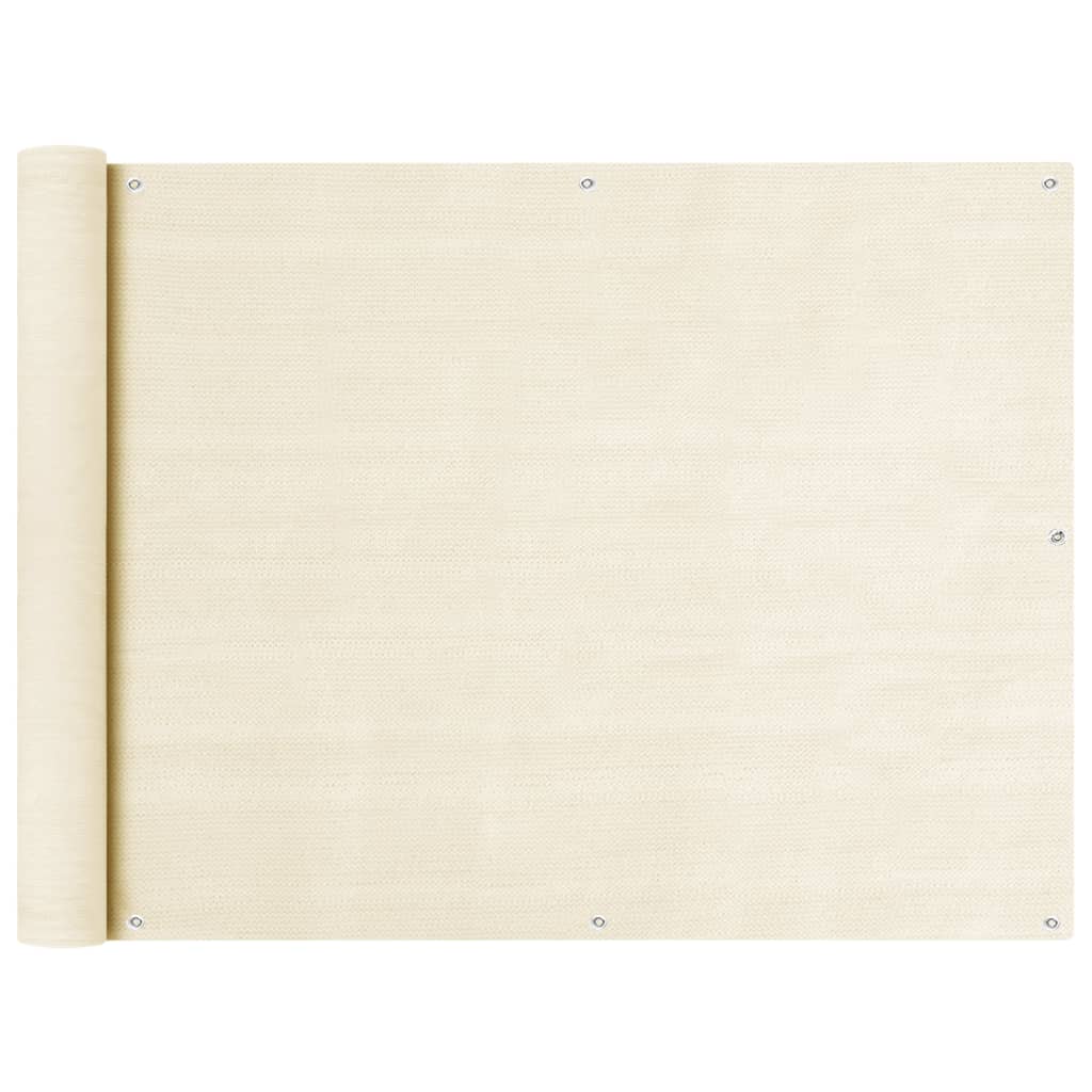 vidaXL Διαχωριστικό Βεράντας Κρεμ 90 x 600 εκ. από HDPE
