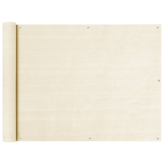 vidaXL Διαχωριστικό Βεράντας Κρεμ 90 x 600 εκ. από HDPE