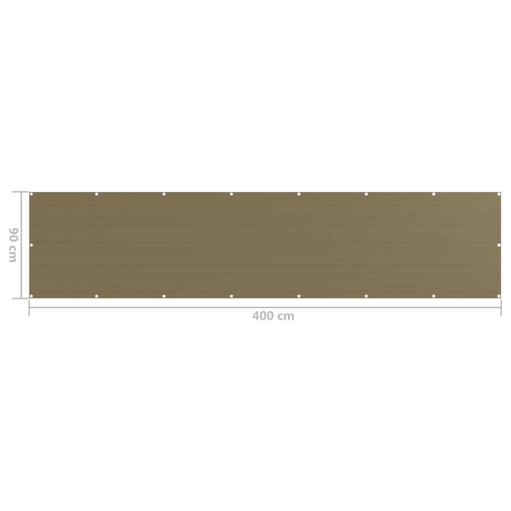 vidaXL Διαχωριστικό Βεράντας Taupe 90 x 400 εκ. από HDPE