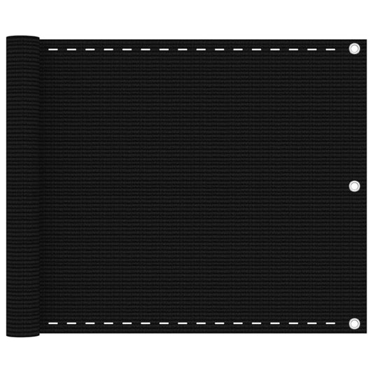 vidaXL Διαχωριστικό Βεράντας Μαύρο 75x600 εκ. από HDPE