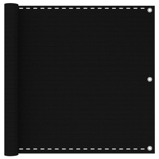vidaXL Διαχωριστικό Βεράντας Μαύρο 90 x 300 εκ. από HDPE
