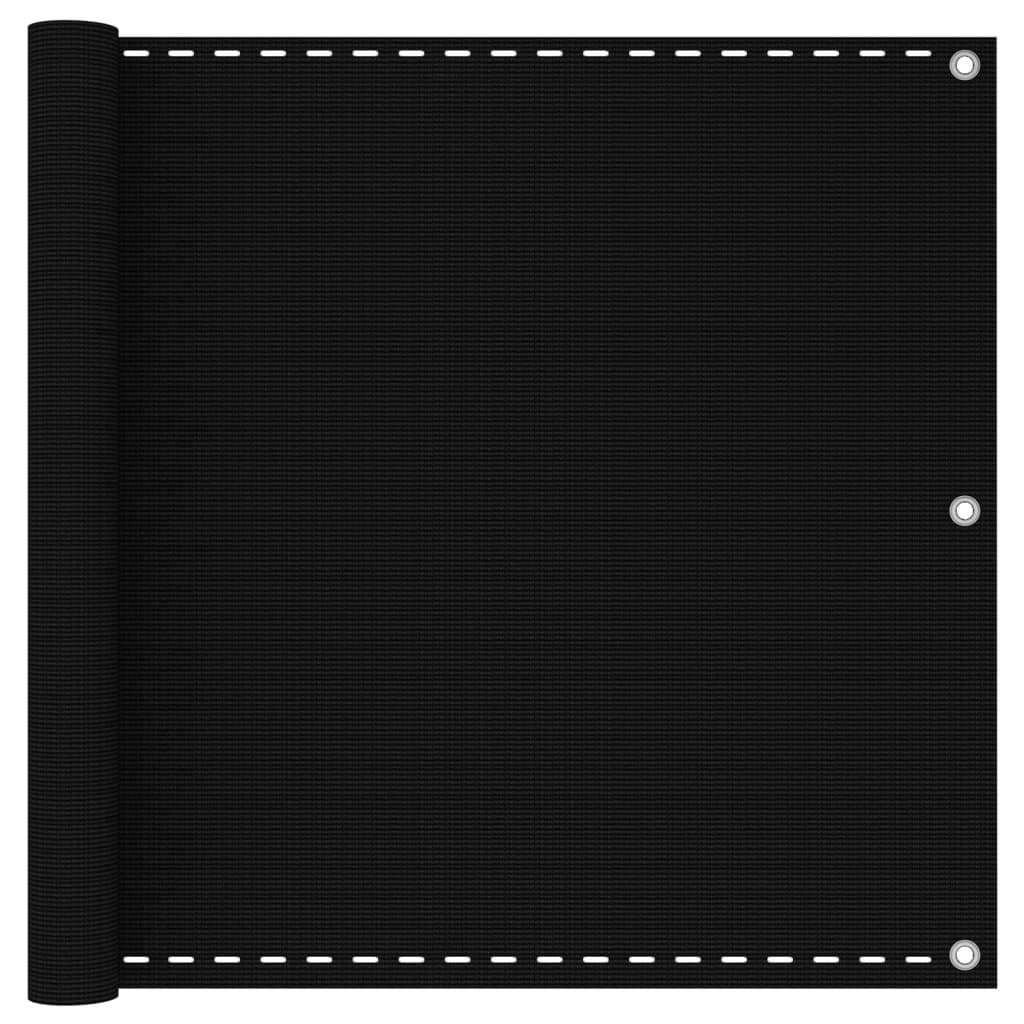 vidaXL Διαχωριστικό Βεράντας Μαύρο 90 x 600 εκ. από HDPE