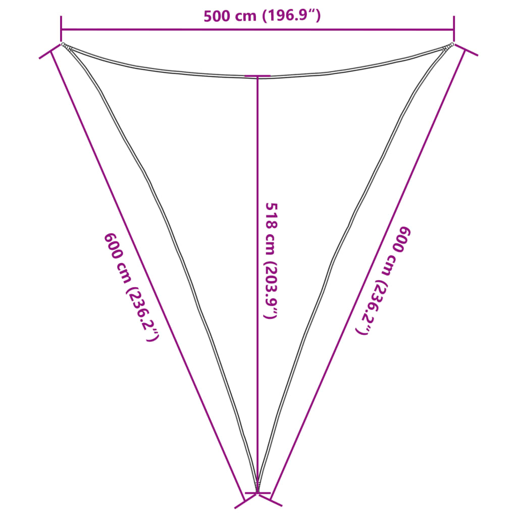 vidaXL Πανί Σκίασης Μπεζ 5 x 6 x 6 μ. από HDPE 160 γρ./μ²