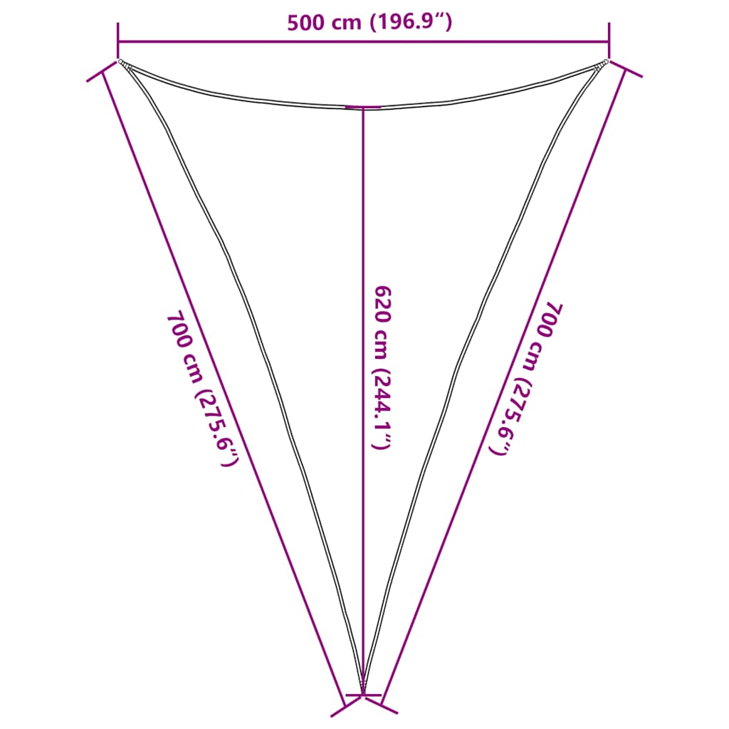 vidaXL Πανί Σκίασης Μπεζ 5 x 7 x 7 μ. από HDPE 160 γρ./μ²