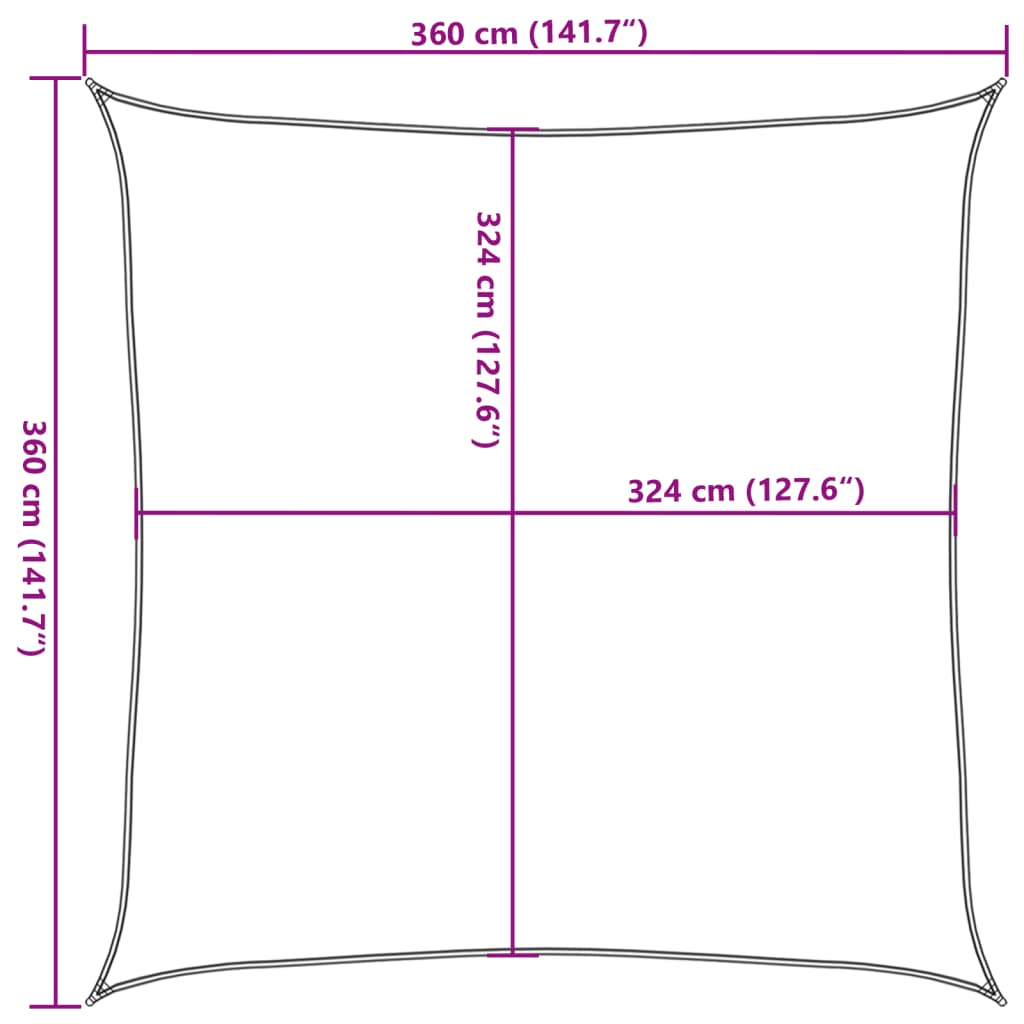 vidaXL Πανί Σκίασης Σκούρο Πράσινο 3,6 x 3,6 μ. από HDPE 160 γρ./μ²