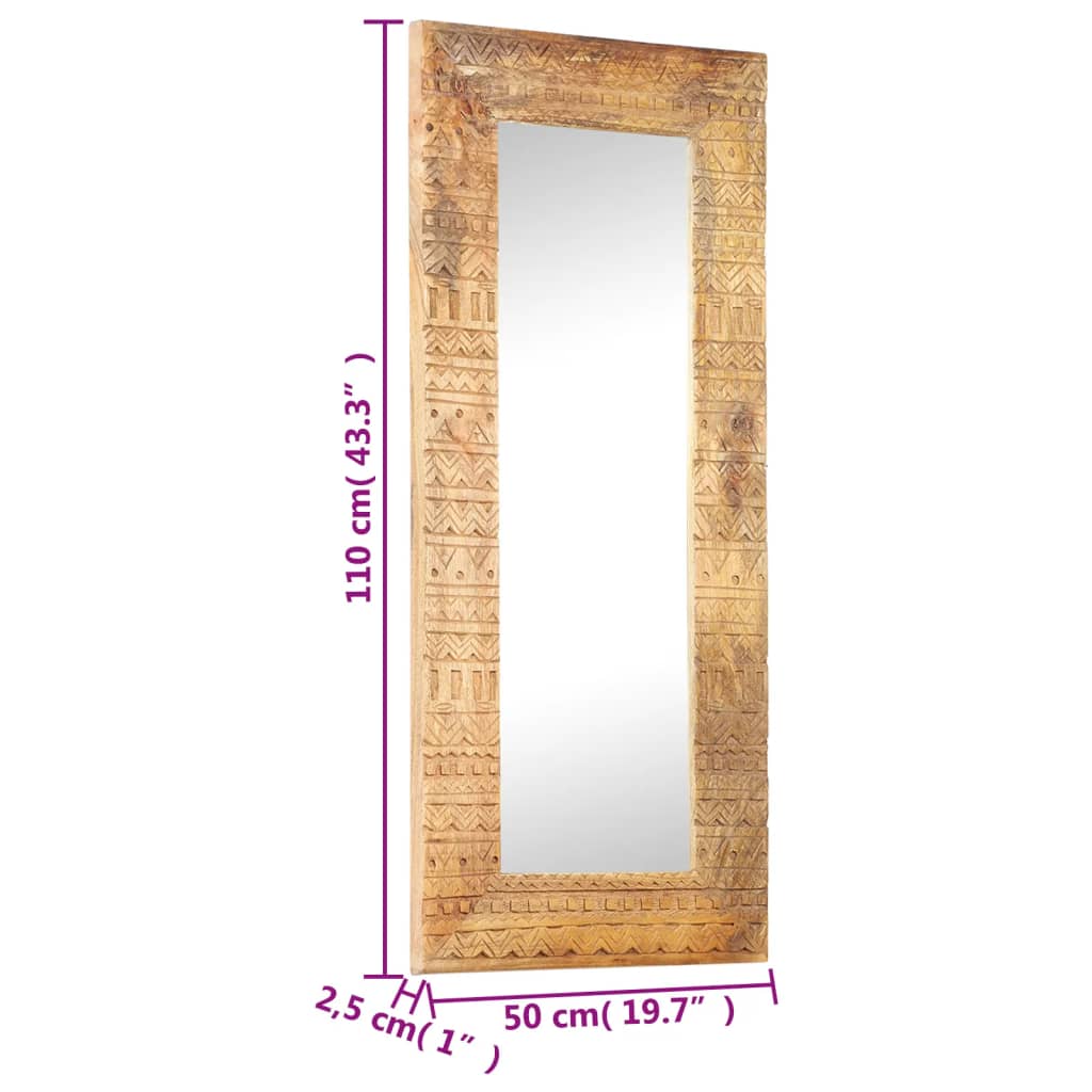 vidaXL Καθρέφτης Σκαλιστός στο Χέρι 110x50x2,5εκ από Μασίφ Ξύλο Μάνγκο