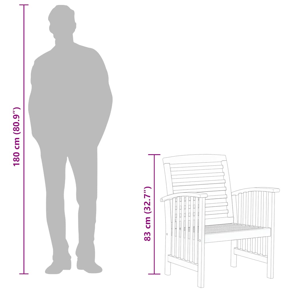 vidaXL Καρέκλες Κήπου 2 τεμ. από Μασίφ Ξύλο Ακακίας