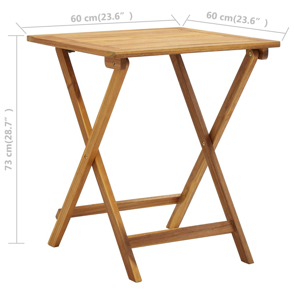 vidaXL Σετ Επίπλων Bistro Πτυσσόμενο 3 τεμ. Ξύλο Ακακίας με Μαξιλάρια