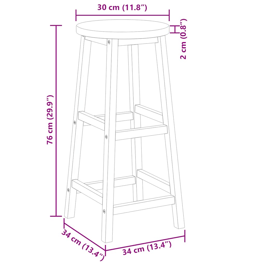 vidaXL Σκαμπό Μπαρ 6 τεμ. από Μασίφ Ξύλο Ακακίας