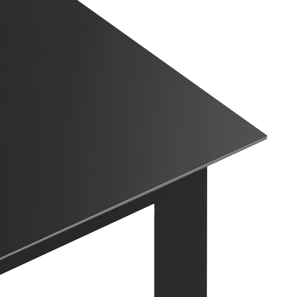 vidaXL Τραπέζι Κήπου Μαύρο 80 x 80 x 74 εκ. από Αλουμίνιο / Γυαλί