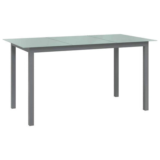 vidaXL Τραπέζι Κήπου Ανοιχτό Γκρι 150x90x74 εκ. από Αλουμίνιο / Γυαλί