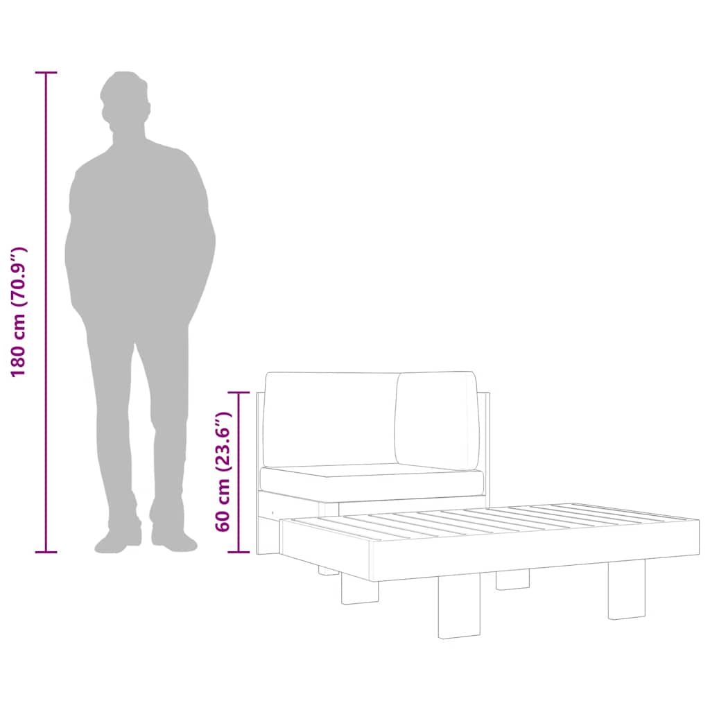 vidaXL Σαλόνι Κήπου 2 Τεμαχίων από Ξύλο Ακακίας Σκούρα Γκρι Μαξιλάρια
