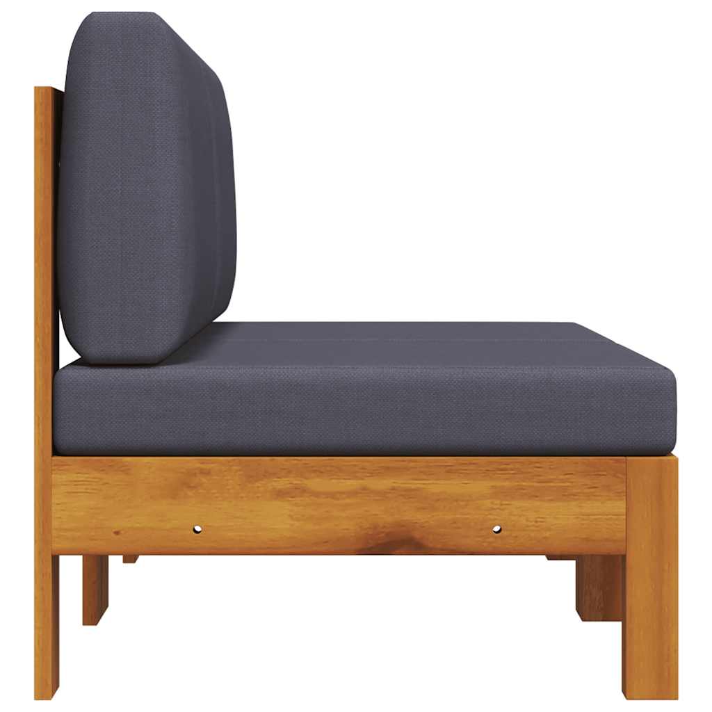 vidaXL Μεσαίοι Καναπέδες 2 τεμ. Μασίφ Ξύλο Ακακίας Σκ. Γκρι Μαξιλάρια