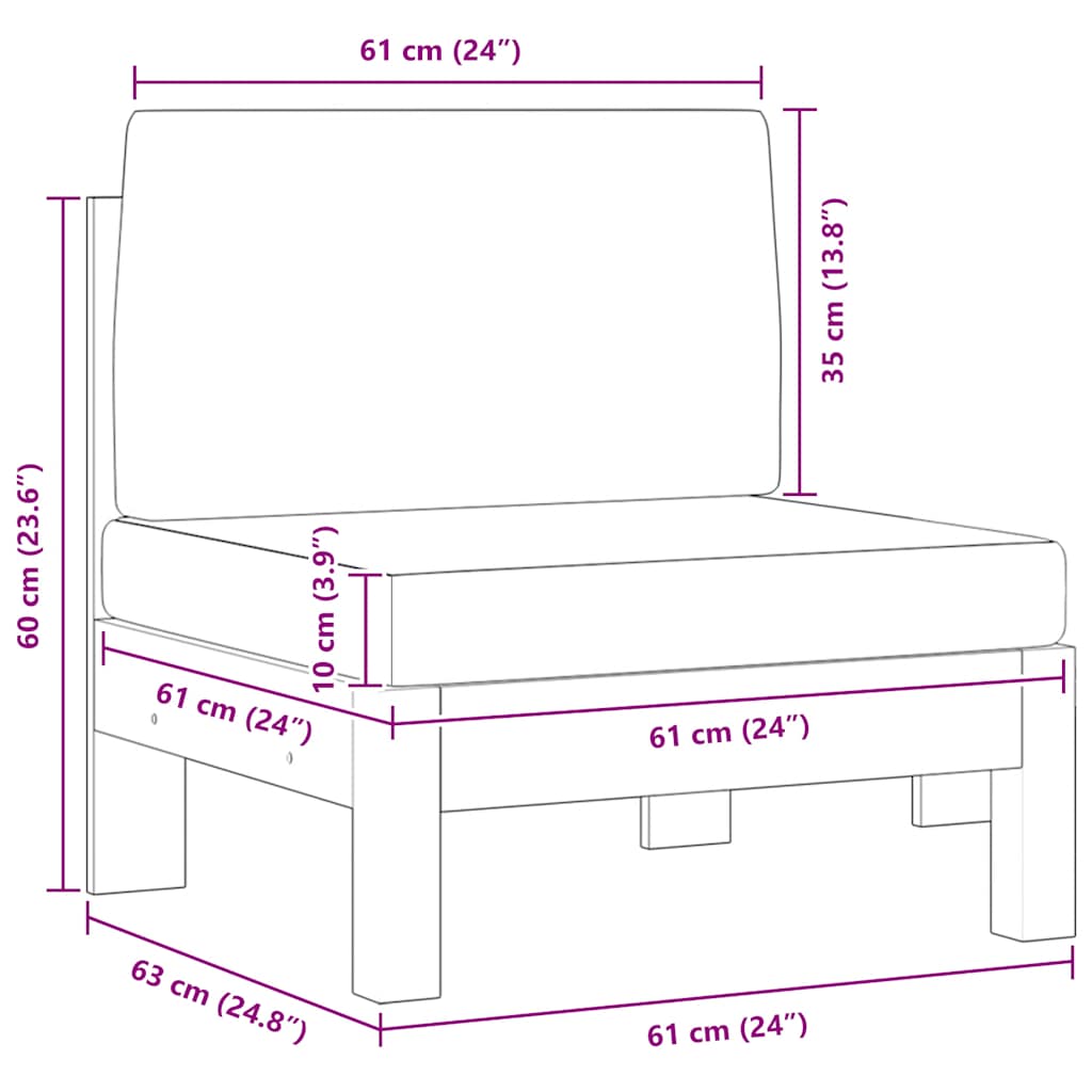 vidaXL Μεσαίοι Καναπέδες 2 τεμ. Μασίφ Ξύλο Ακακίας Σκ. Γκρι Μαξιλάρια