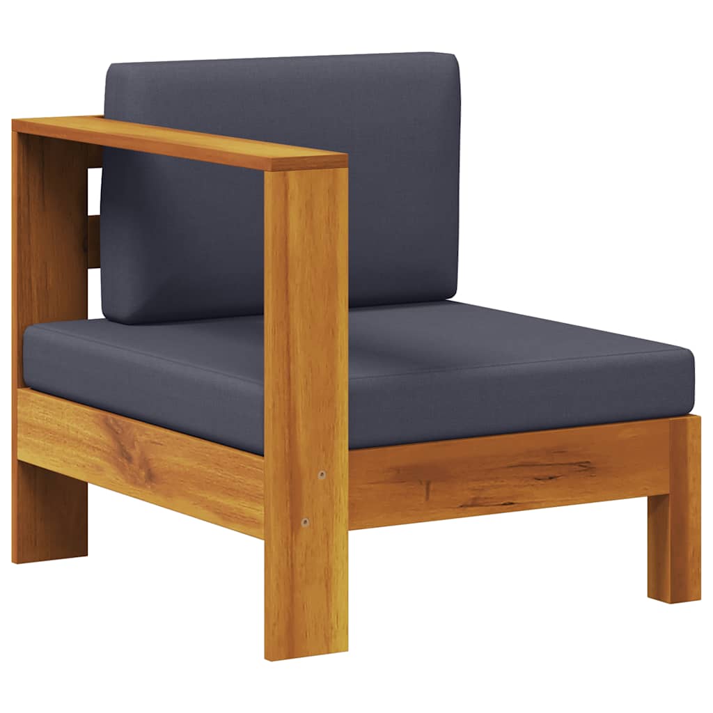vidaXL Καναπές Μεσαίος με 1 Μπράτσο Σκούρο Γκρι από Μασίφ Ξύλο Ακακίας