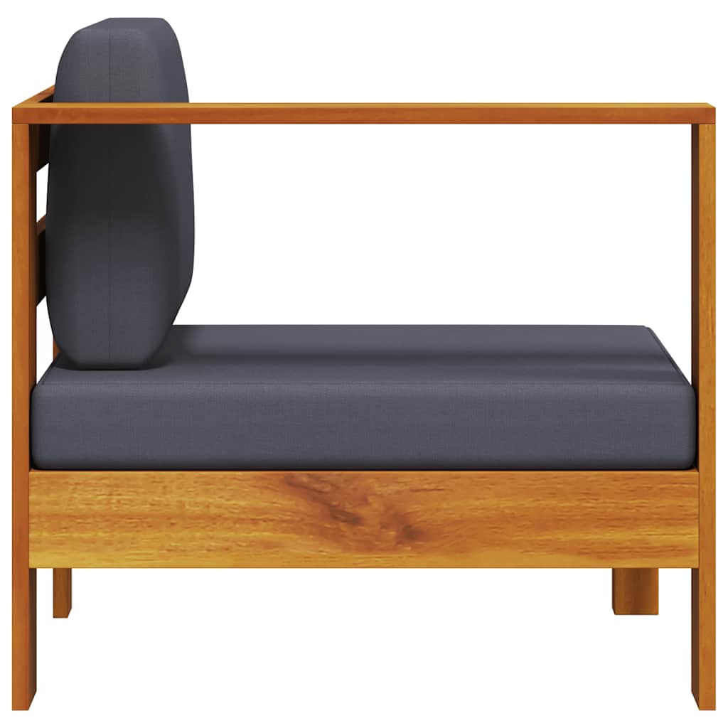 vidaXL Καναπές Μεσαίος με 1 Μπράτσο Σκούρο Γκρι από Μασίφ Ξύλο Ακακίας