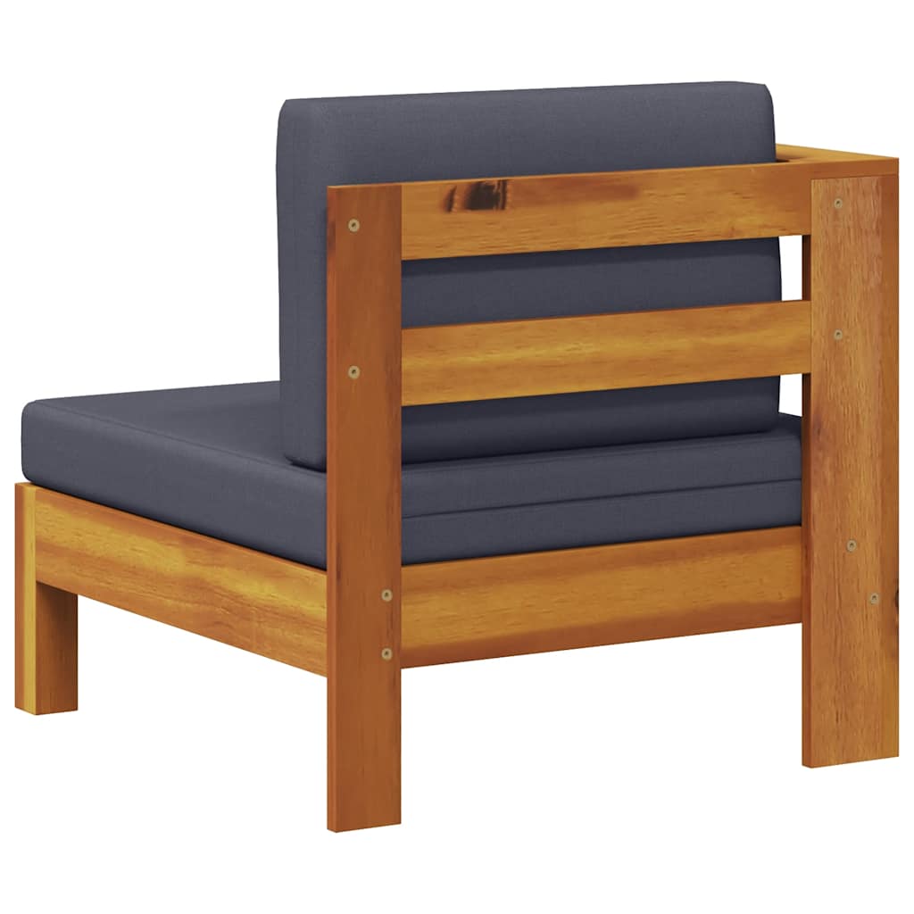 vidaXL Καναπές Μεσαίος με 1 Μπράτσο Σκούρο Γκρι από Μασίφ Ξύλο Ακακίας