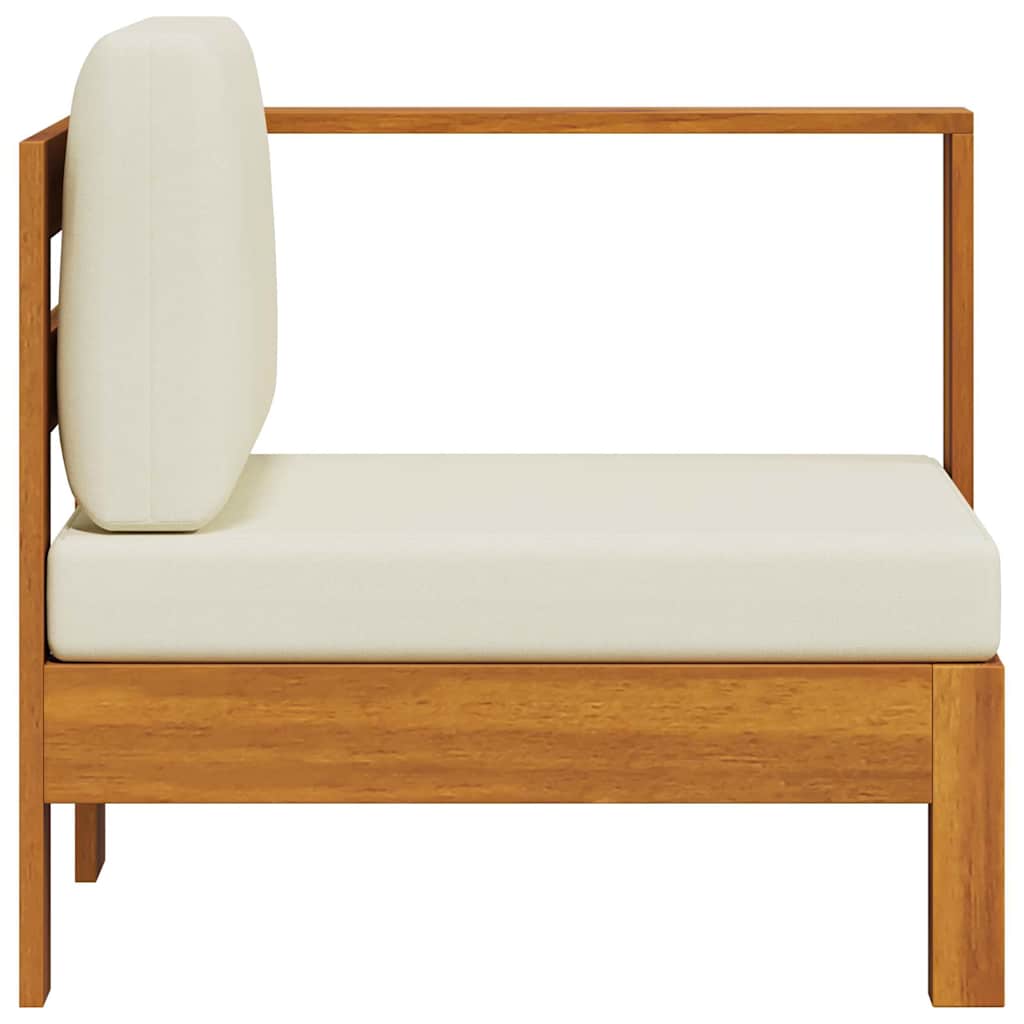 vidaXL Καναπές Μεσαίος με 1 Μπράτσο Λευκός Κρεμ από Μασίφ Ξύλο Ακακίας