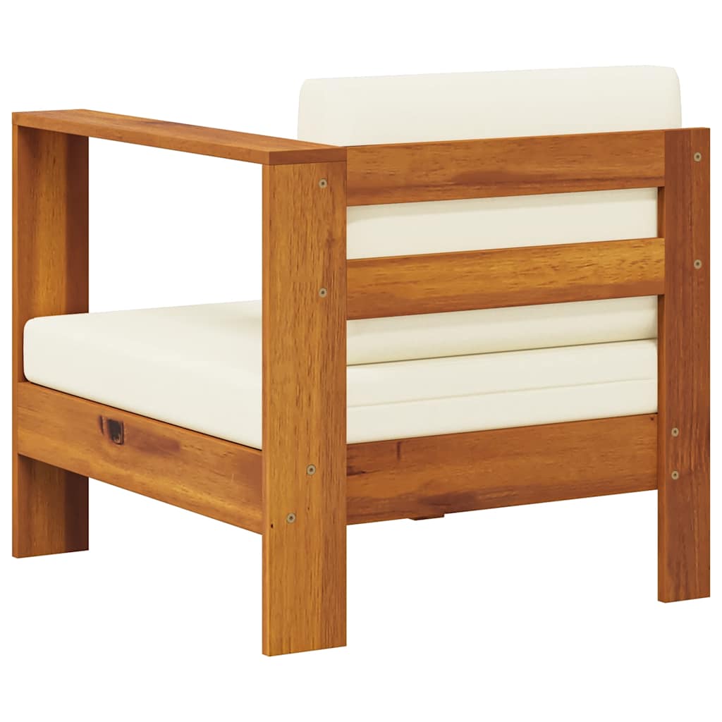 vidaXL Καναπές Μεσαίος με 1 Μπράτσο Λευκός Κρεμ από Μασίφ Ξύλο Ακακίας