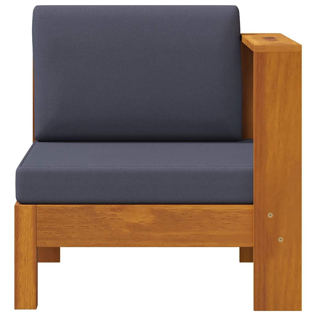 vidaXL Καναπές Μεσαίος με 1 Μπράτσο Σκούρο Γκρι από Μασίφ Ξύλο Ακακίας