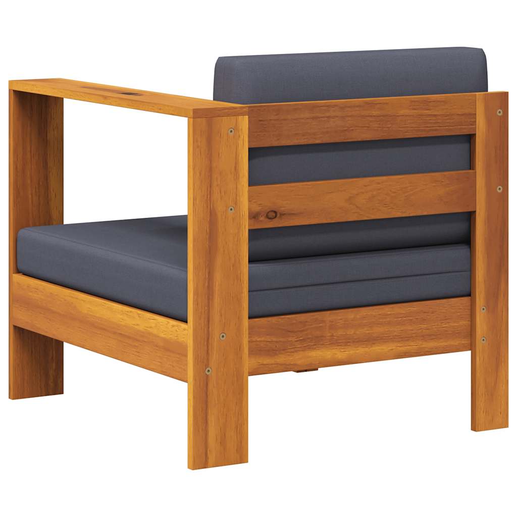 vidaXL Καναπές Μεσαίος με 1 Μπράτσο Σκούρο Γκρι από Μασίφ Ξύλο Ακακίας