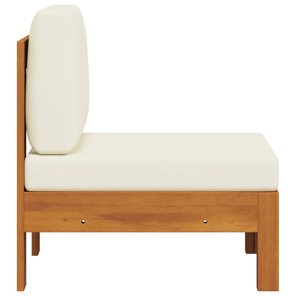 vidaXL Καναπές Μεσαίος από Μασίφ Ξύλο Ακακίας με Λευκά Κρεμ Μαξιλάρια