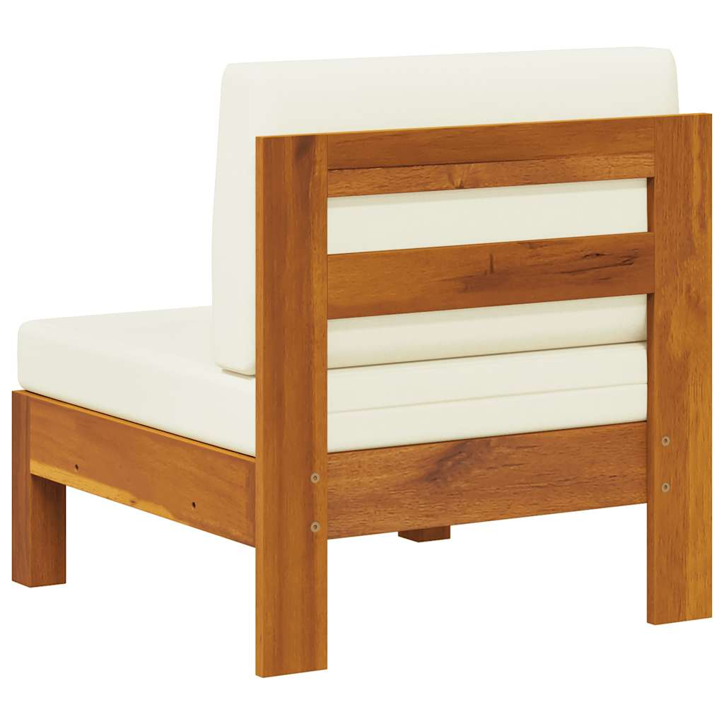 vidaXL Καναπές Μεσαίος από Μασίφ Ξύλο Ακακίας με Λευκά Κρεμ Μαξιλάρια